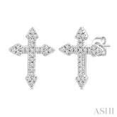1/6 Ctw Round Cut Diamond Cross Petite Fashion Earrings in 10K White Gold