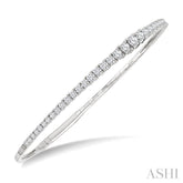 2 Ctw Round Cut Diamond Halfway Graduated Flex Bangle in 14K White Gold