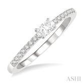 1/3 Ctw Oval Cut & Round Cut Diamond East West Ring in 14K White Gold