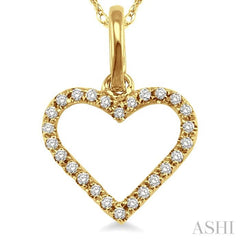 1/10 Ctw Round Cut Diamond Heart Shape Pendant in 10K Yellow Gold with Chain 1/10 Ctw Round Cut Diamond Heart Shape Pendant in 10K Yellow Gold with Chain