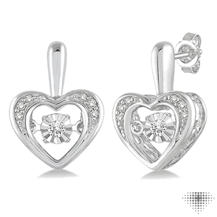 1/10 Ctw Round Cut Diamond Emotion Heart Earrings in Sterling Silver 1/10 Ctw Round Cut Diamond Emotion Heart Earrings in Sterling Silver