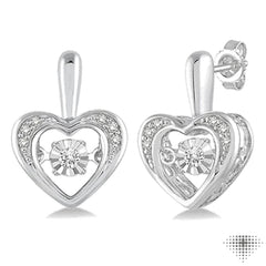 1/10 Ctw Round Cut Diamond Emotion Heart Earrings in Sterling Silver 1/10 Ctw Round Cut Diamond Emotion Heart Earrings in Sterling Silver