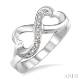 1/50 Ctw Round Cut Diamond Infinity Ring in Sterling Silver
