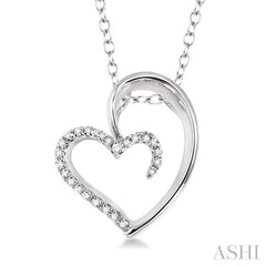 1/10 Ctw Round Cut Diamond Heart Shape Pendant in Sterling Silver with Chain 1/10 Ctw Round Cut Diamond Heart Shape Pendant in Sterling Silver with Chain