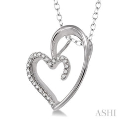 1/10 Ctw Round Cut Diamond Heart Shape Pendant in Sterling Silver with Chain 1/10 Ctw Round Cut Diamond Heart Shape Pendant in Sterling Silver with Chain