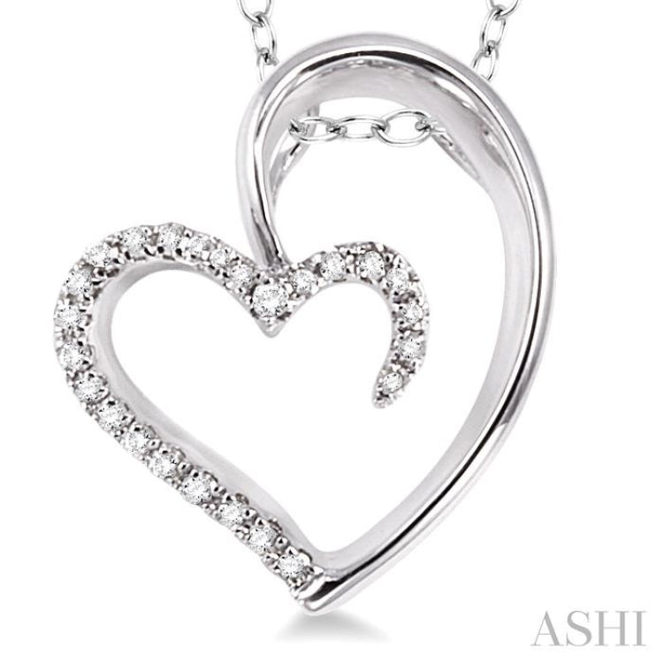 1/10 Ctw Round Cut Diamond Heart Shape Pendant in Sterling Silver with Chain 1/10 Ctw Round Cut Diamond Heart Shape Pendant in Sterling Silver with Chain