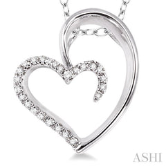 1/10 Ctw Round Cut Diamond Heart Shape Pendant in Sterling Silver with Chain 1/10 Ctw Round Cut Diamond Heart Shape Pendant in Sterling Silver with Chain