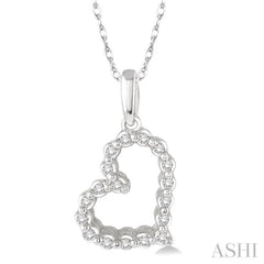 1/10 Ctw Round Cut Diamond Heart Pendant in 10K White Gold with Chain 1/10 Ctw Round Cut Diamond Heart Pendant in 10K White Gold with Chain