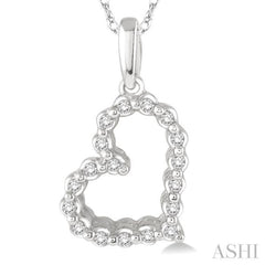 1/10 Ctw Round Cut Diamond Heart Pendant in 10K White Gold with Chain 1/10 Ctw Round Cut Diamond Heart Pendant in 10K White Gold with Chain