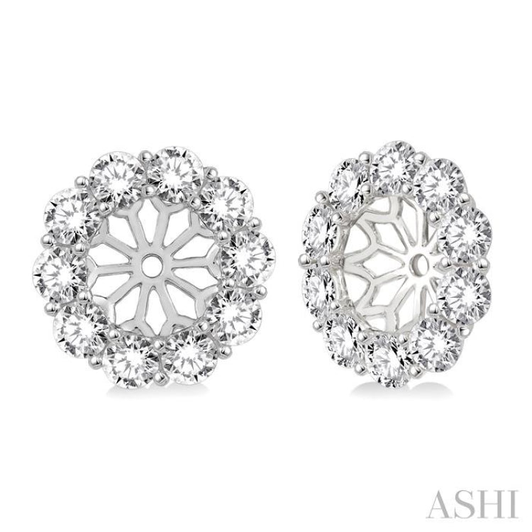 1 1/2 Ctw Round Cut Diamond Earring Jacket in 14K White Gold 1 1/2 Ctw Round Cut Diamond Earring Jacket in 14K White Gold