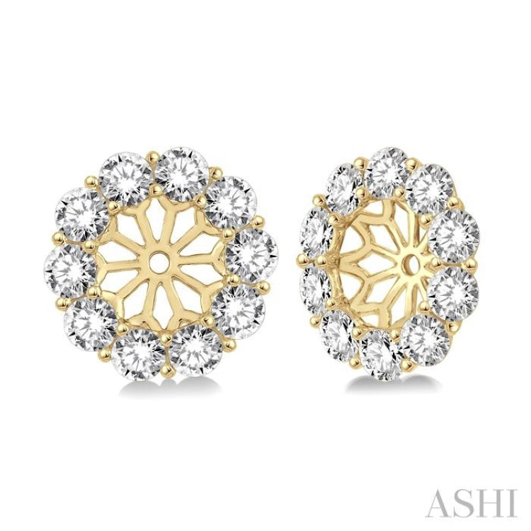 3/4 Ctw Round Cut Diamond Earring Jacket in 14K Yellow Gold 3/4 Ctw Round Cut Diamond Earring Jacket in 14K Yellow Gold