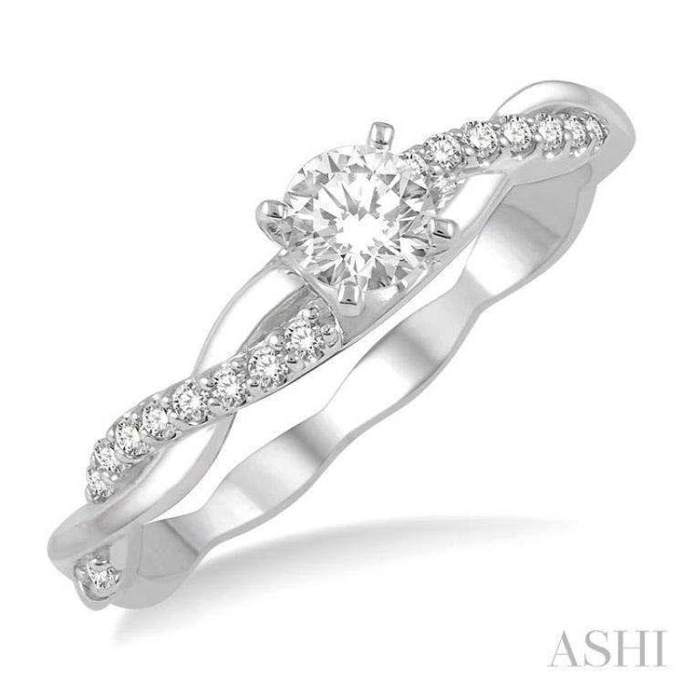 1/10 Ctw Round Center Semi-Mount Diamond Engagement Ring in 14K White Gold 1/10 Ctw Round Center Semi-Mount Diamond Engagement Ring in 14K White Gold