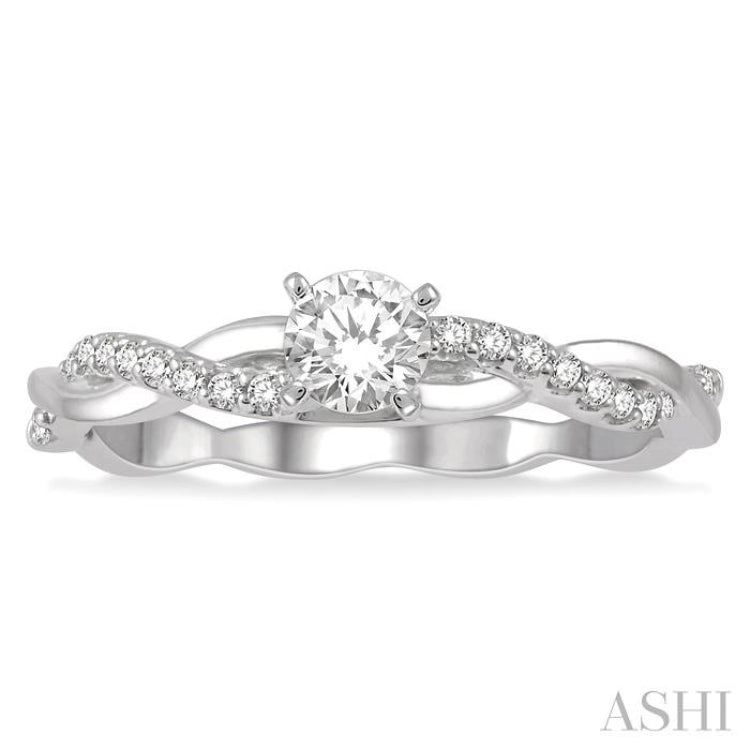 1/10 Ctw Round Center Semi-Mount Diamond Engagement Ring in 14K White Gold 1/10 Ctw Round Center Semi-Mount Diamond Engagement Ring in 14K White Gold