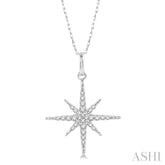1/6 Ctw Round Cut Diamond Star Pendant With Chain in 10K White Gold