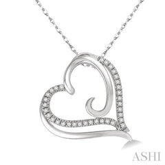1/10 Ctw Round Cut Diamond Heart Pendant in 10K White Gold with Chain 1/10 Ctw Round Cut Diamond Heart Pendant in 10K White Gold with Chain