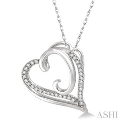 1/10 Ctw Round Cut Diamond Heart Pendant in 10K White Gold with Chain 1/10 Ctw Round Cut Diamond Heart Pendant in 10K White Gold with Chain