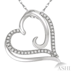 1/10 Ctw Round Cut Diamond Heart Pendant in 10K White Gold with Chain 1/10 Ctw Round Cut Diamond Heart Pendant in 10K White Gold with Chain