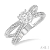 1/2 Ctw Firefly Lovebright Round Cut Diamond Cluster Ring in 14K White Gold