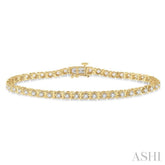 2 Ctw Round Cut Diamond Tennis Tulip Bracelet in 14K Yellow Gold