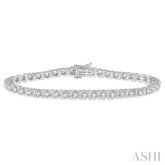 3 Ctw Round Cut Diamond Tennis Tulip Bracelet in 14K White Gold