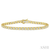 3 Ctw Round Cut Diamond Tennis Tulip Bracelet in 14K Yellow Gold