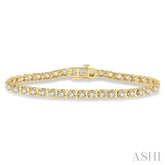 4 Ctw Round Cut Diamond Tennis Tulip Bracelet in 14K Yellow Gold