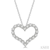 2 Ctw Heart Shape Round Cut Diamond Pendant With Chain in 14K White Gold