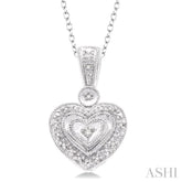 1/20 Ctw Heart Shape Round Cut Diamond Pendant in Sterling Silver with Chain