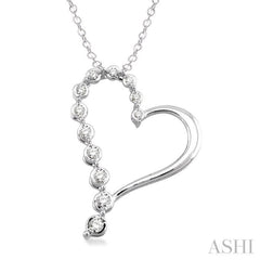 1/10 Ctw Round Cut Diamond Heart Pendant in Sterling Silver with Chain 1/10 Ctw Round Cut Diamond Heart Pendant in Sterling Silver with Chain