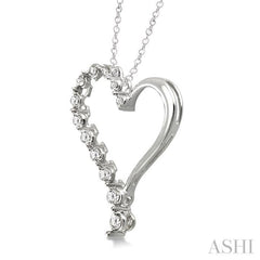 1/10 Ctw Round Cut Diamond Heart Pendant in Sterling Silver with Chain 1/10 Ctw Round Cut Diamond Heart Pendant in Sterling Silver with Chain