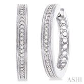 1/4 Ctw Round Cut Diamond Hoop Earrings in Sterling Silver