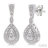 1/20 Ctw Pear Shape Round Cut Diamond Earrings in Sterling Silver