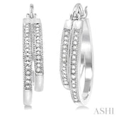 1/10 Ctw Round Cut Diamond Double Row Earrings in Sterling Silver