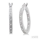 1/10 Ctw Round Cut Diamond Hoop Earrings in Sterling Silver
