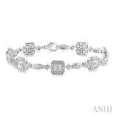 1/6 Ctw Square Shape Round Cut Diamond Bracelet in Sterling Silver