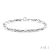 1/10 Ctw Knot Shape Round Cut Diamond Link Bracelet in Sterling Silver