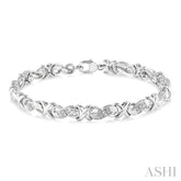 1/6 Ctw Round Cut Diamond 'X' Link Bracelet in Sterling Silver