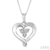 1/50 Ctw Round Cut Diamond Heart Pendant in Sterling Silver with Chain