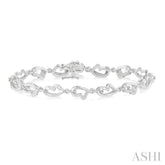 1/20 Ctw Heart Shape Round Cut Diamond Bracelet in Sterling Silver