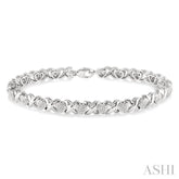 1/10 Ctw 'X' and Heart Shape Round Cut Diamond Bracelet in Sterling Silver
