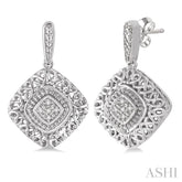 1/20 Ctw Cushion Shape Round Cut Diamond Earrings in Sterling Silver