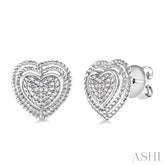 1/20 Ctw Round Cut Diamond Heart Earrings in Sterling Silver