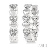 1/20 Ctw Mini Hearts Round Cut Diamond Hoop Earring in Sterling Silver