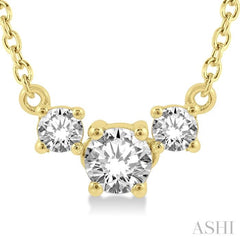 1/4 Ctw Three Stone Round Cut Diamond Necklace in 14K Yellow Gold 1/4 Ctw Three Stone Round Cut Diamond Necklace in 14K Yellow Gold