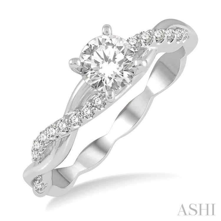 1/10 Ctw Round Center Semi-Mount Diamond Engagement Ring in 14K White Gold 1/10 Ctw Round Center Semi-Mount Diamond Engagement Ring in 14K White Gold
