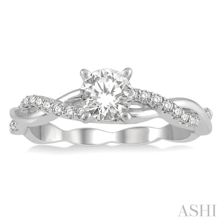 1/10 Ctw Round Center Semi-Mount Diamond Engagement Ring in 14K White Gold 1/10 Ctw Round Center Semi-Mount Diamond Engagement Ring in 14K White Gold