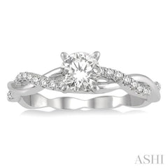 1/10 Ctw Round Center Semi-Mount Diamond Engagement Ring in 14K White Gold 1/10 Ctw Round Center Semi-Mount Diamond Engagement Ring in 14K White Gold