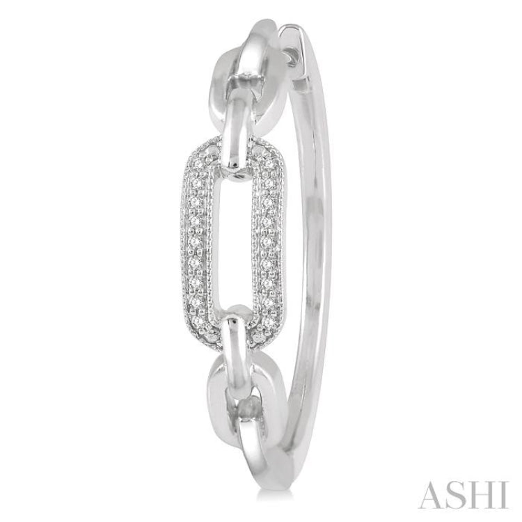 1/10 Ctw Round Cut Diamond Paperclip Hoop Earring in Sterling Silver 1/10 Ctw Round Cut Diamond Paperclip Hoop Earring in Sterling Silver