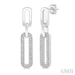 1/10 Ctw Round Cut Diamond Paperclip Earring in Sterling Silver 1/10 Ctw Round Cut Diamond Paperclip Earring in Sterling Silver