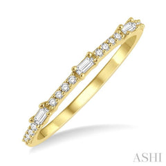 1/5 Ctw Baguette and Round Cut Diamond Stackable Petite Fashion Band in 10K Yellow Gold 1/5 Ctw Baguette and Round Cut Diamond Stackable Petite Fashion Band in 10K Yellow Gold
